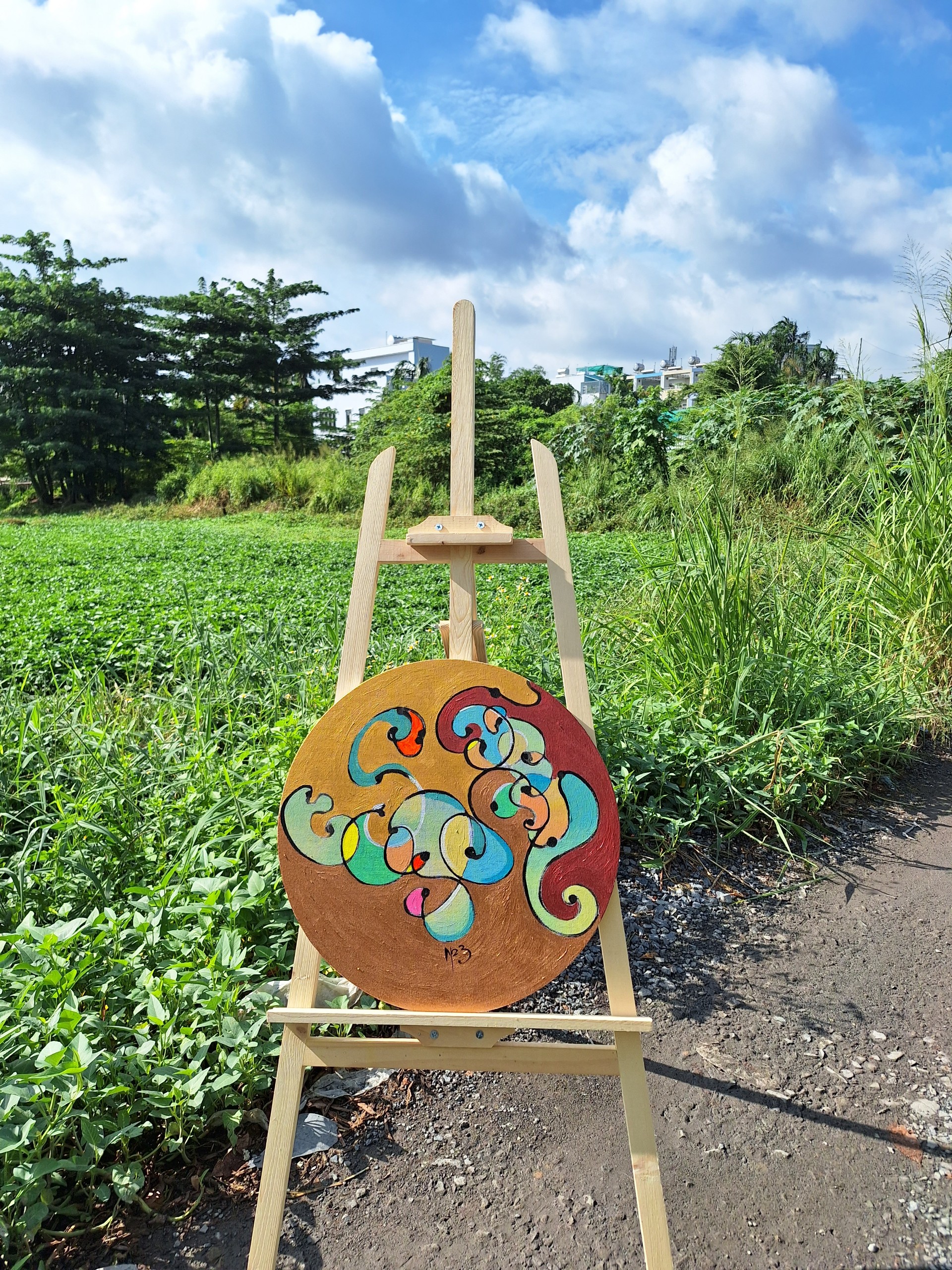 Toan vẽ Tranh Canvas  Khung Tròn 80cm