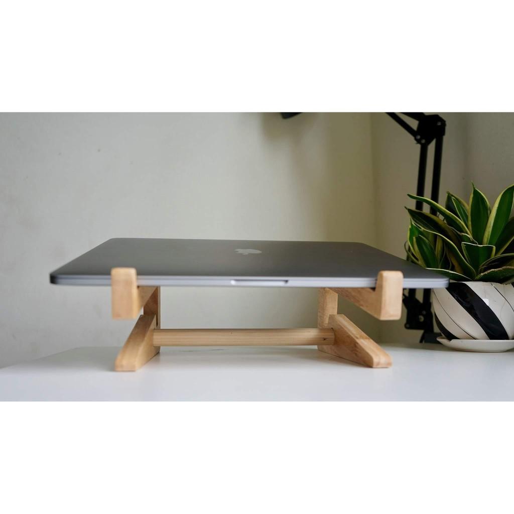 ️Giá Đỡ Laptop, Kệ ĐỠ dành cho MacbOOk Bằng Gỗ Thông, Hợp Kim Nhôm Cao Cấp - Loại 2 Tầng Kê và Dựng Gọn Laptop