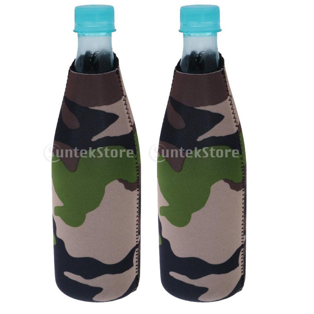 3x2pcs Camouflage Beer Bottle Cooler Neoprene Beverage Sleeve Holder Favour