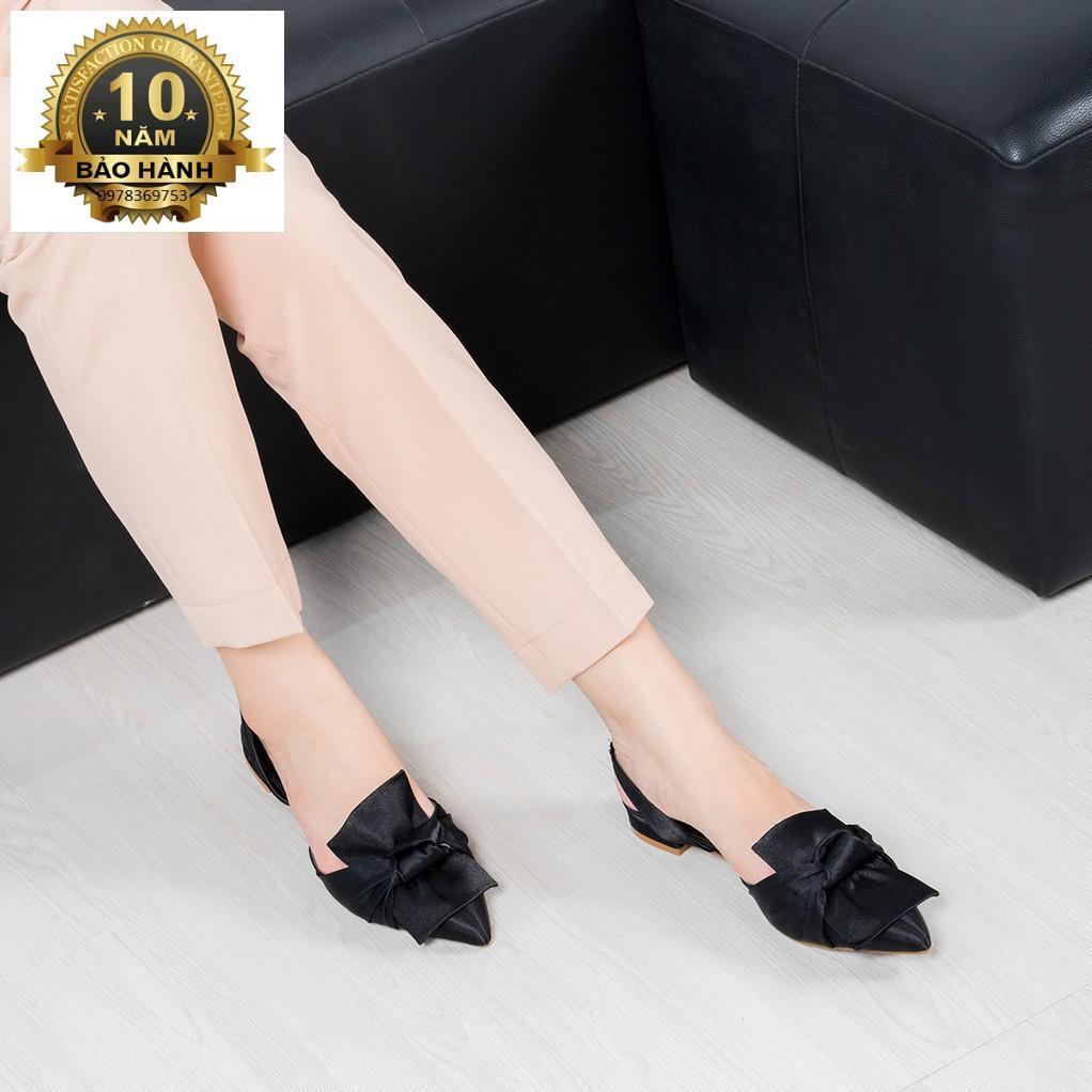 Giày Nữ Đế Bệt Mũi Nhọn Phối Nơ Thời Trang EL010