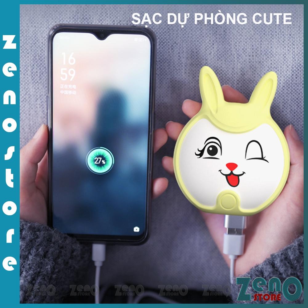 Sạc dự phòng cute hình gấu thỏ dễ thương 6000 mAh Full hộp kèm dây cap, túi đựng