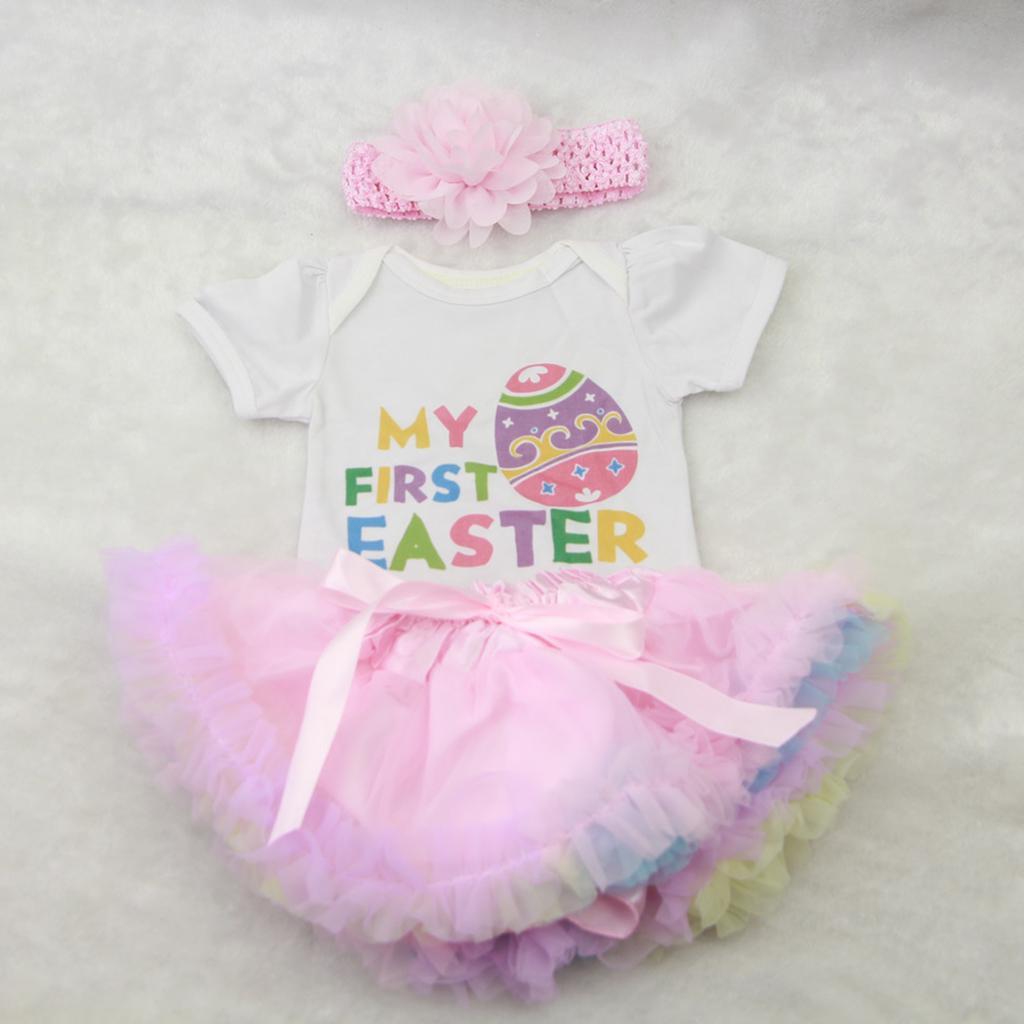 2-3pack "My First Easter" Romper Skirt Set for 22''-23'' Reborn Baby Girl Doll