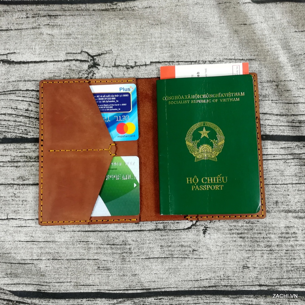 Ví đựng passport, bao da passport, ví đựng hộ chiếu, bao da hộ chiếu, ví đựng passport và thẻ, bao da hộ chiếu du lịch da bò handmade - PP11