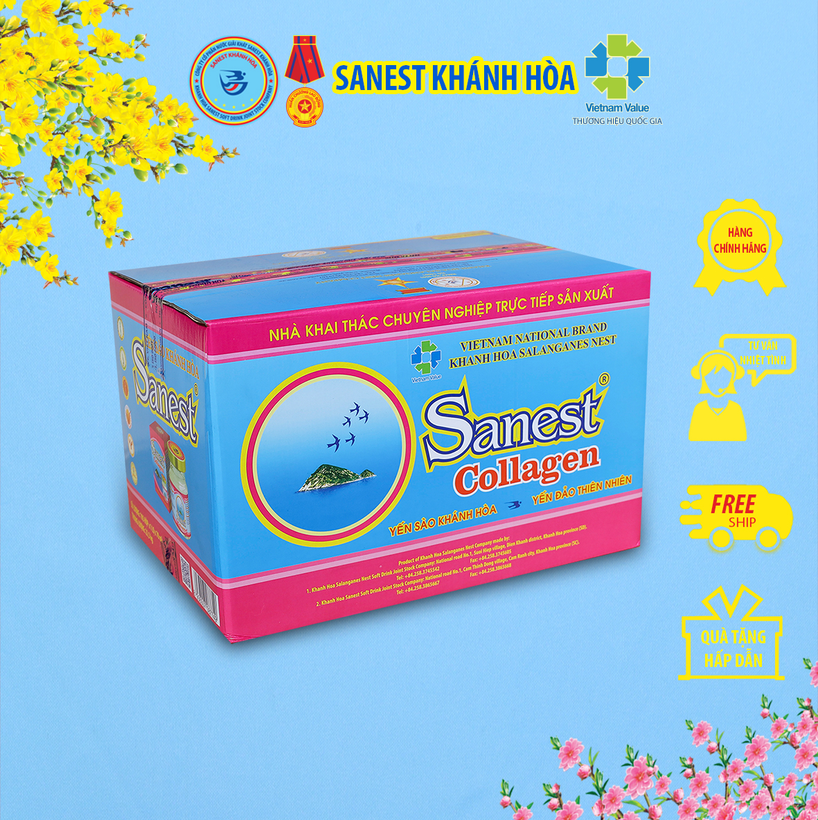 Nước Yến sào Khánh Hòa Sanest Collagen đóng lọ 70 ml