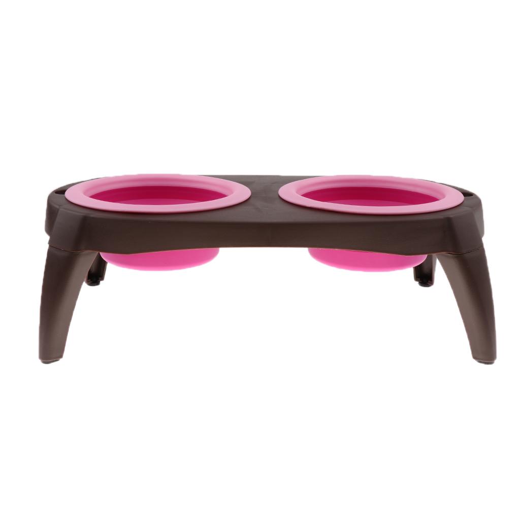 Removable Dog Folding Bowl Pet Cat Puppy Food Water Feeding Travel Bowl Pink