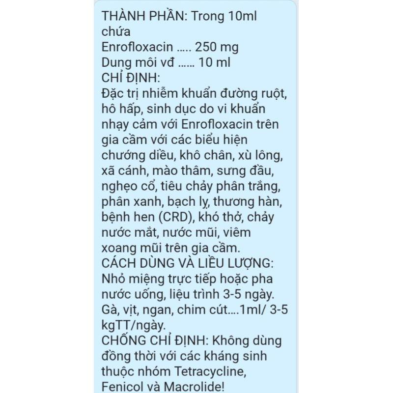 1 lọ Az Quinotec lọ 10ml. nhỏ miệng chướng diều, khô chân gà, vịt, ngan, cút, chim cảnh