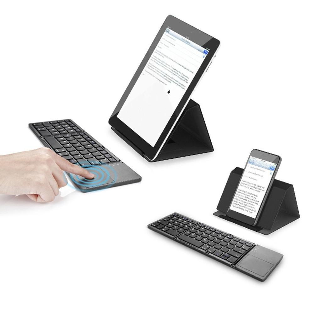Portable Wireless Folding Keyboard Bluetooth 3.0 Foldable Touchpad black