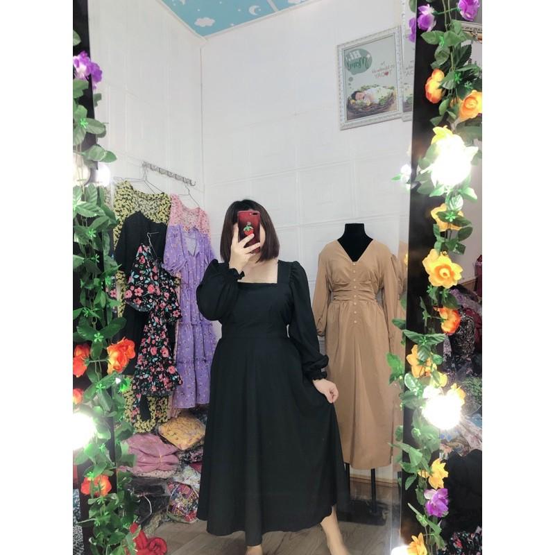 Đầm Bigsize cổ vuông tay dài