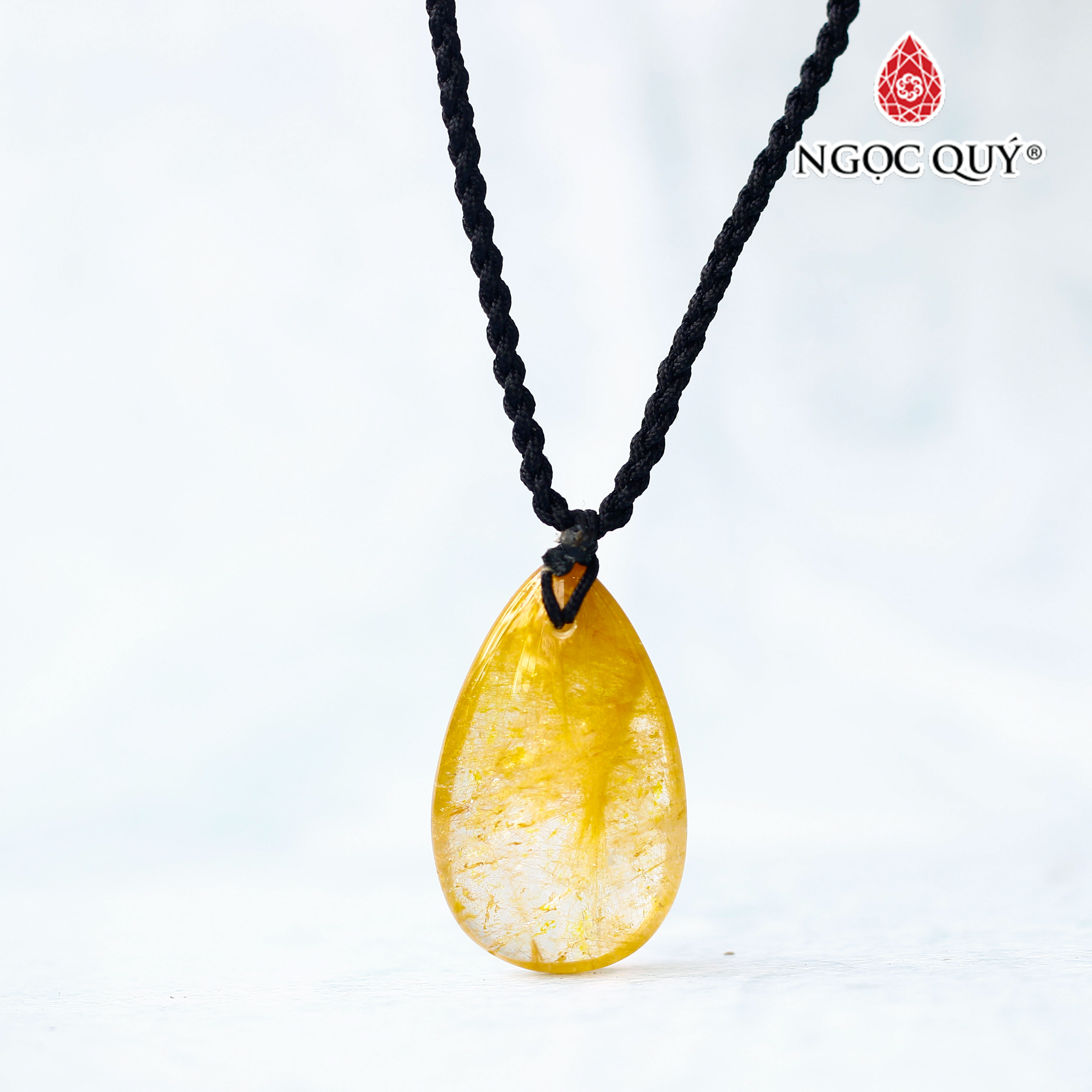 Mặt dây chuyền hình giọt nước thạch anh tóc vàng - Ngọc Quý Gemstones