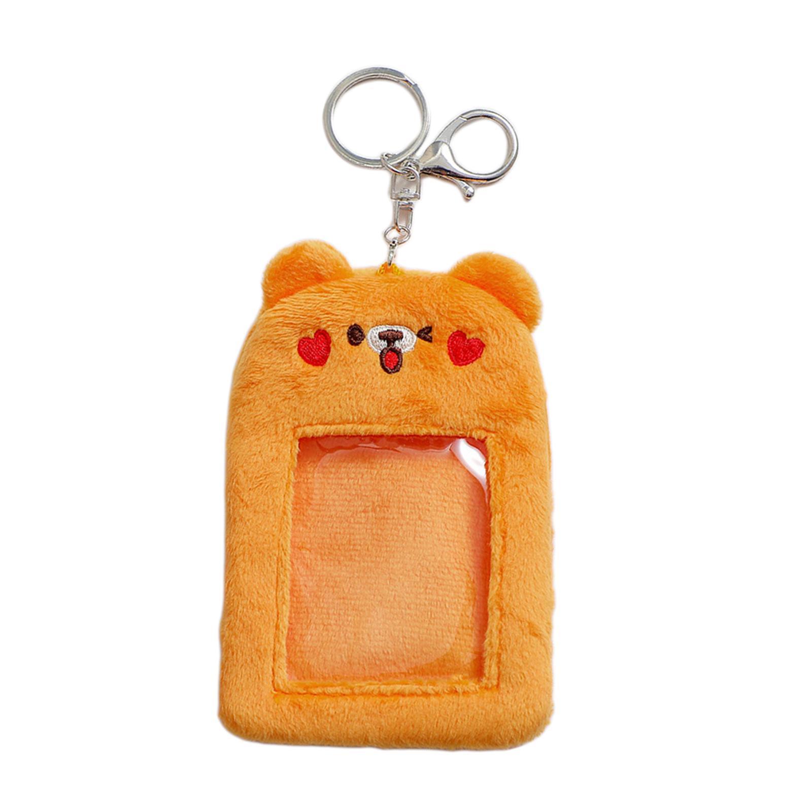 Plush Keychain Holder Photo Sleeves Plush Protective Case for Bus Card