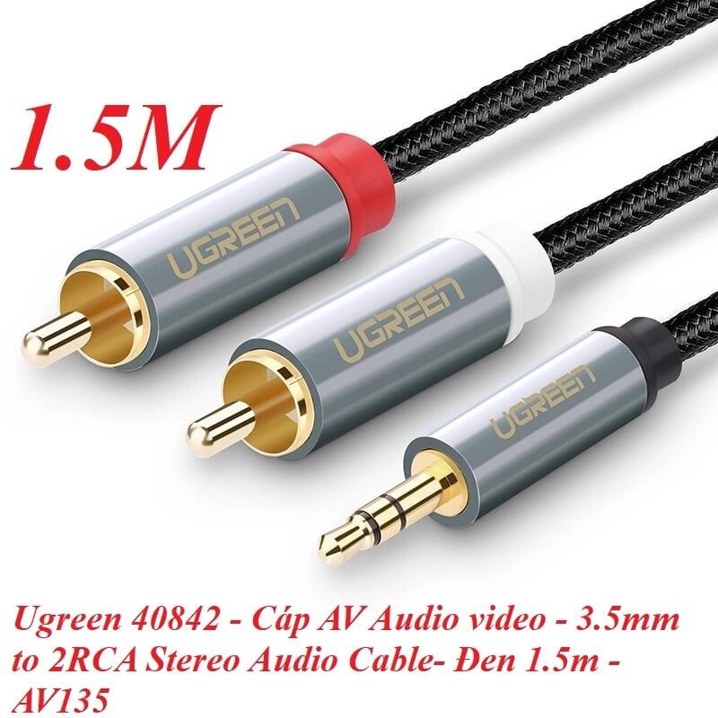 Ugreen UG40842AV135TK 1.5M màu Đen Cáp âm thanh 2 đầu Bông sen sang 3.5mm Dương đầu bọc nhôm mạ vàng - HÀNG CHÍNH HÃNG