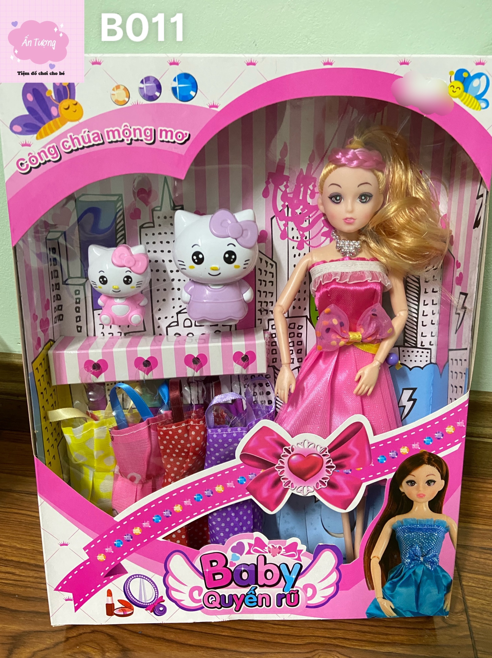 Đồ chơi bé gái - Đồ chơi búp bê- Hộp  búp bê Barbie, búp bê BJD khớp xoay kèm phụ kiện mèo Kitty dễ thương