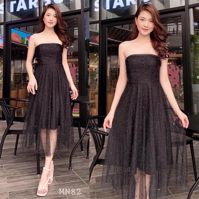 Đầm cúp ngực đầm xoè cúp ngực đầm dự tiệc kim tuyến quyến rũ - MN82 - Đầm Váy Mina