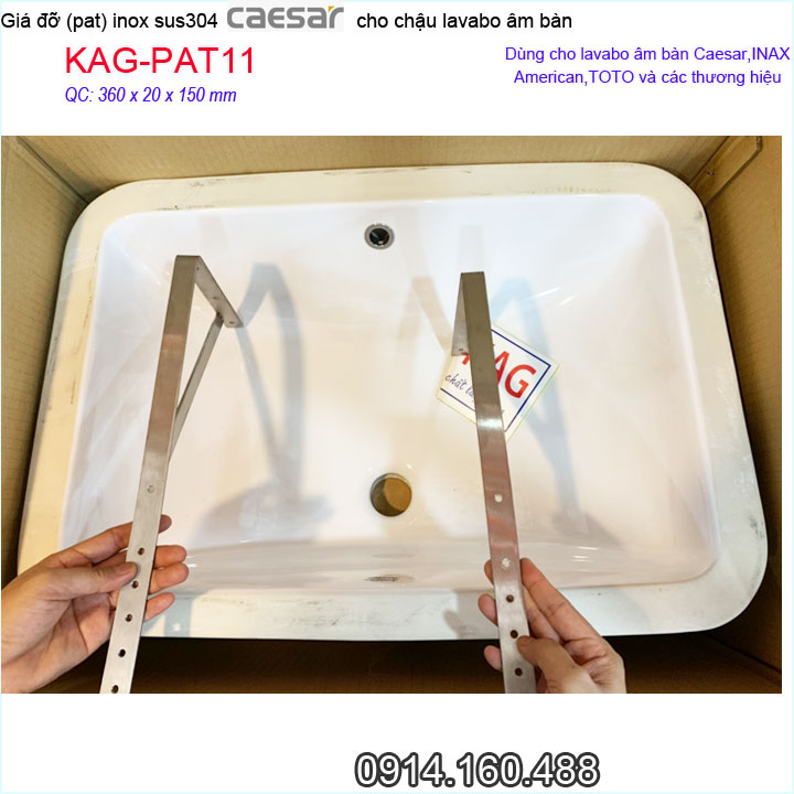 Pát đỡ lavabo âm bàn KAG-PAT11, kệ inox chậu lắp dưới mặt đá thích hợp với tất cả lavabo âm bàn