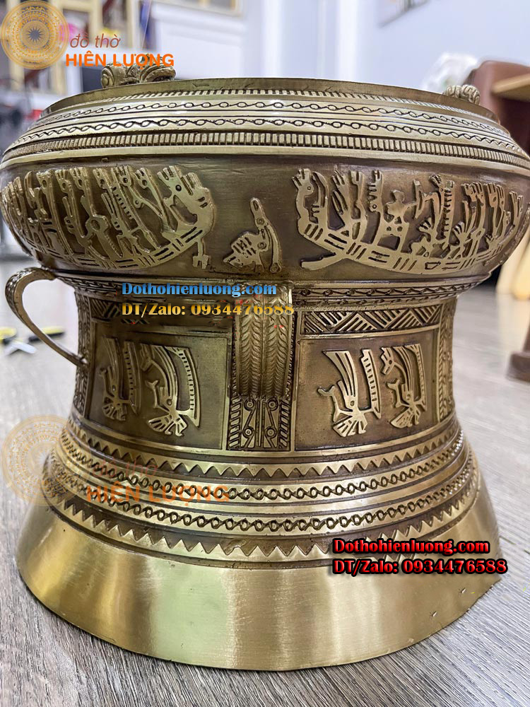 Quả Trống Đồng Đường Kính 25cm Trang Trí Phòng Khách - Đồ Thờ Hiên Lượng