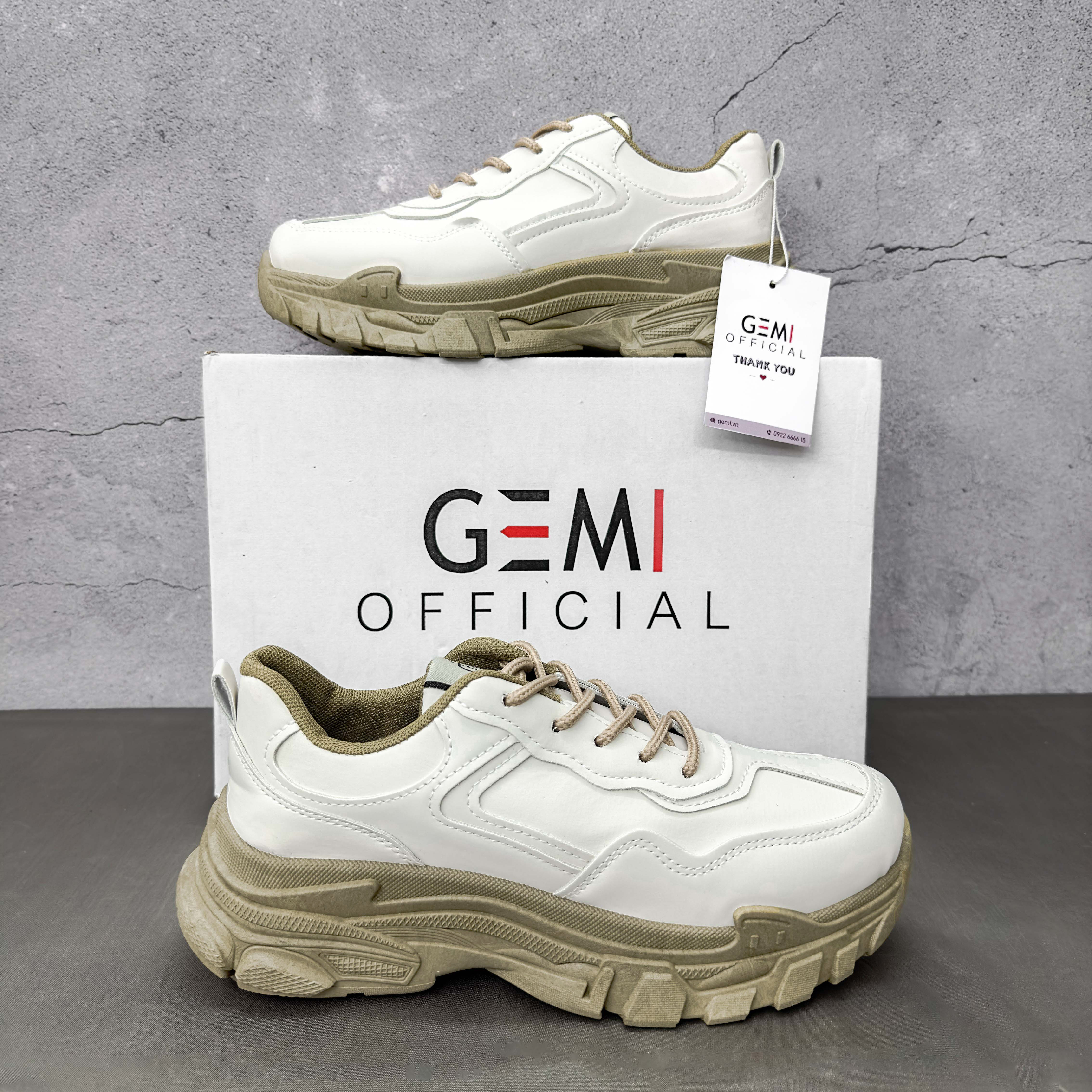 Giày thể thao nữ GEMI - giày ullzzang màu đen- nâu, độn đế tăng chiều cao - M7156