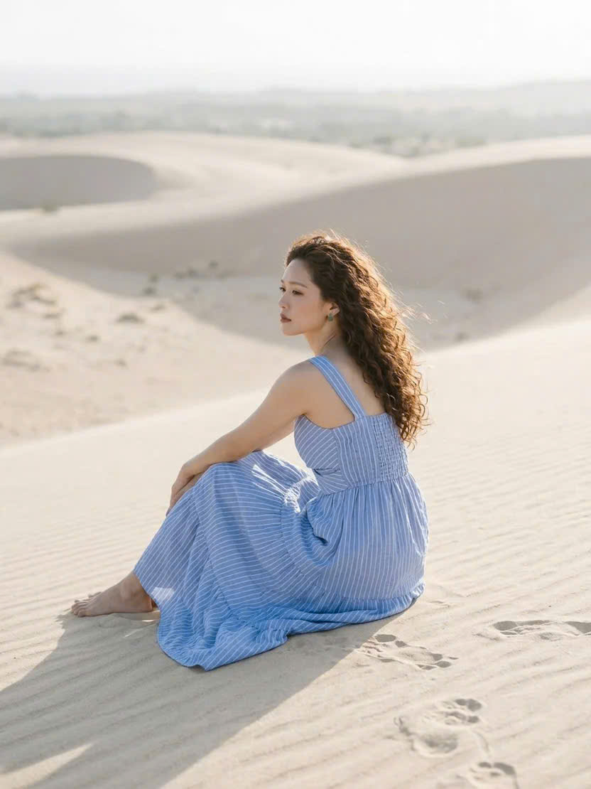 Đầm Maxi Sọc Xanh Cotton Vân Hy DRE205 Thời trang Hity