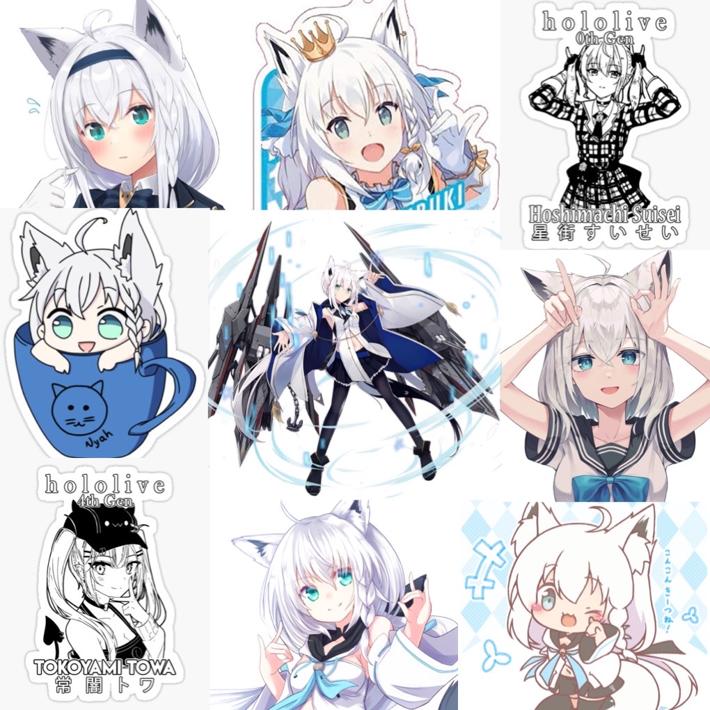 Ảnh Sticker Shirakami Fubuki Sticker 30-60 cái ép lụa khác nhau/Hình dán vtuber Hololive Shirakami fubuki