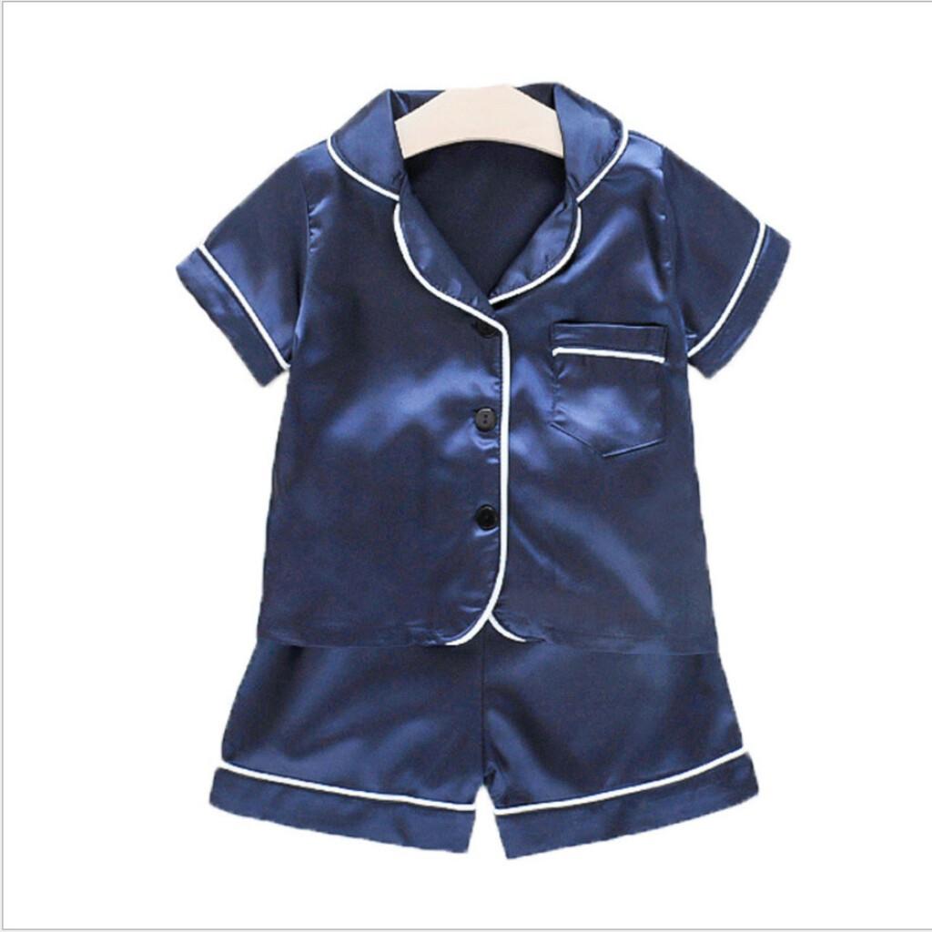 Bộ Đồ Ngủ Lụa Cộc Tay Cho Bé 2D KIDS, Bộ Pijama Cộc Tay Cho Bé Từ 6-28kg