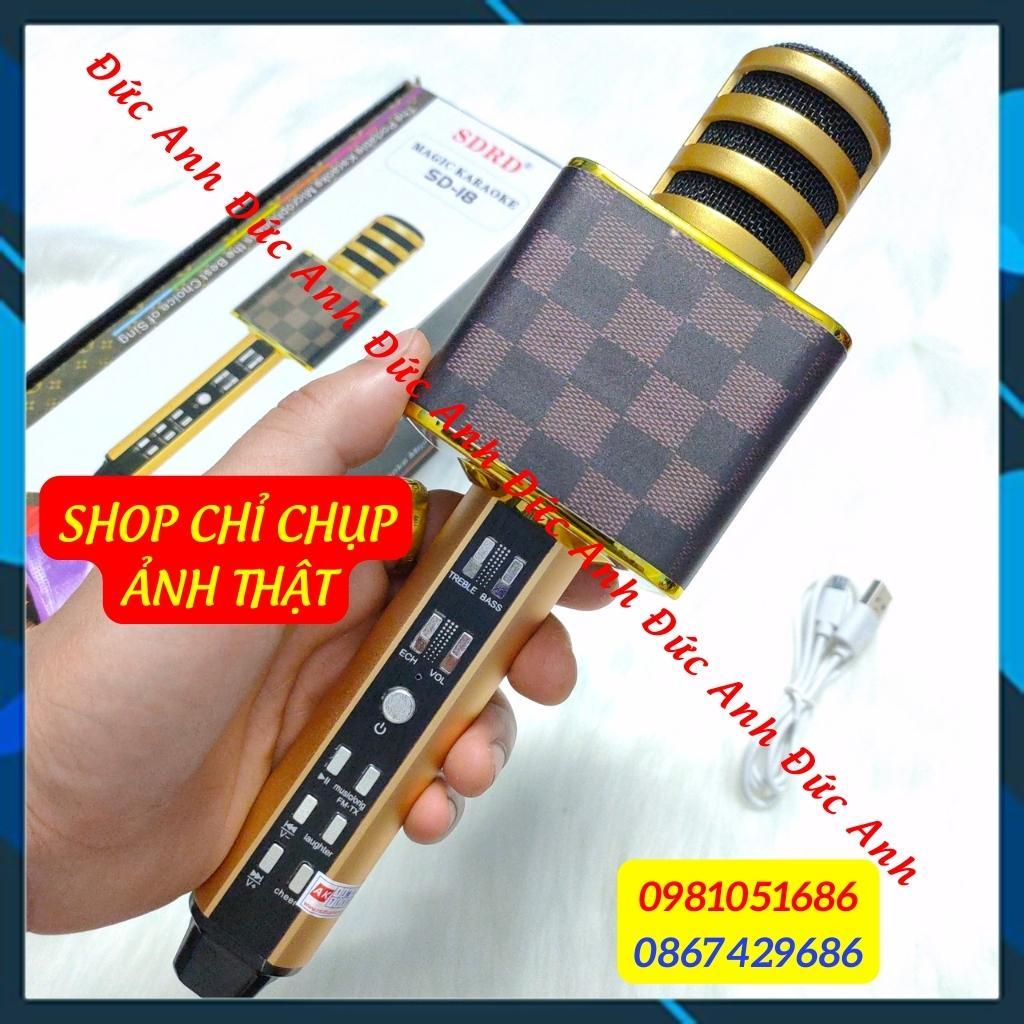 Micro Karaoke Bluetotoh SD18 Kiêm Loa và Mic - Âm Thanh Chất Lượng , Hát Nhẹ Thu Giọng Tốt , Dễ Sử Dụng