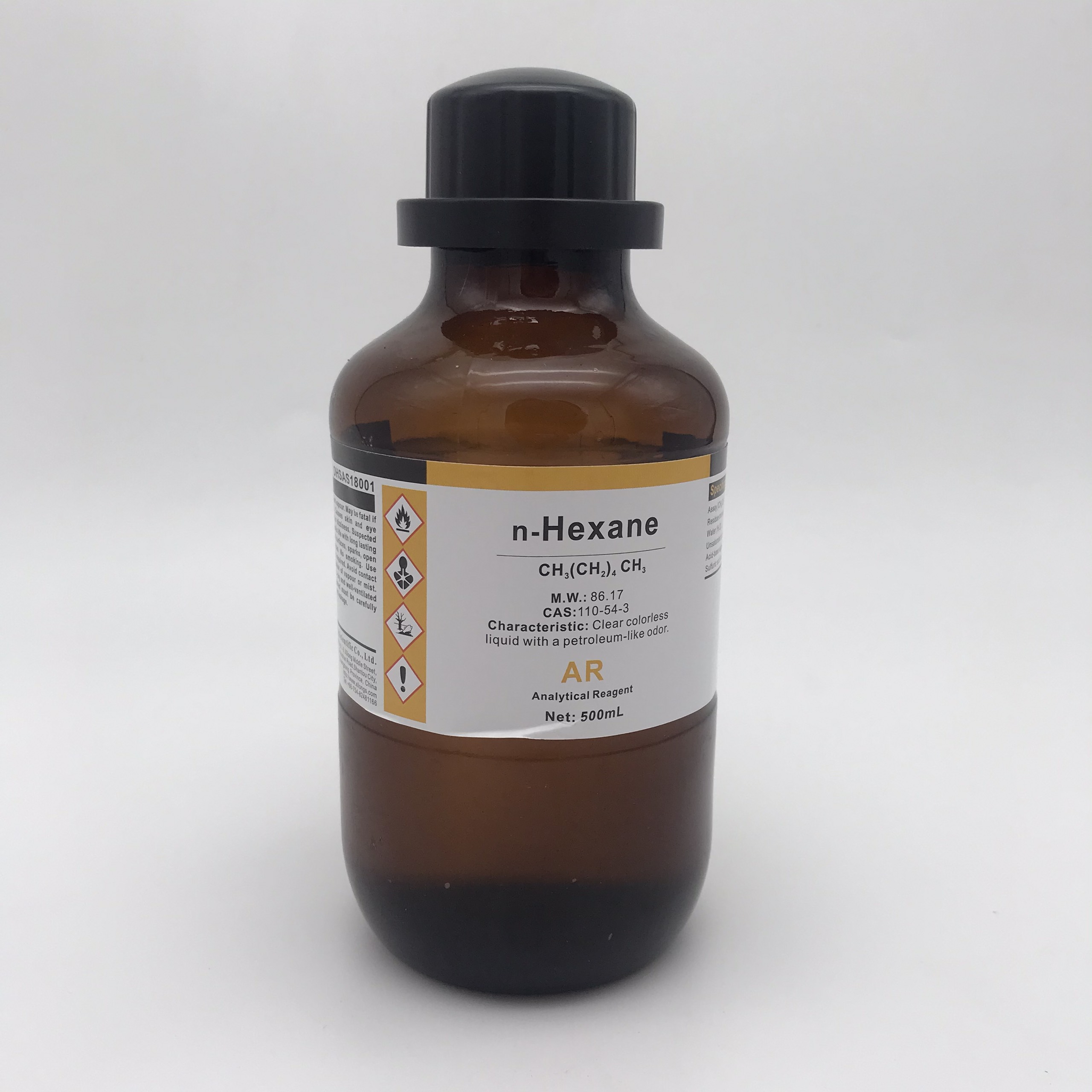 Hóa chất n-Hexane &gt;97% (Chai 500ML, AR, Xilong, Cas 110-54-3)