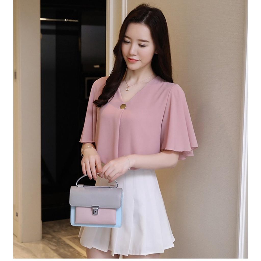 Áo Kiểu Cindy Tay Loe Công Sở Xinh Đẹp ÁO KIỂU NỮ CÔNG SỞ