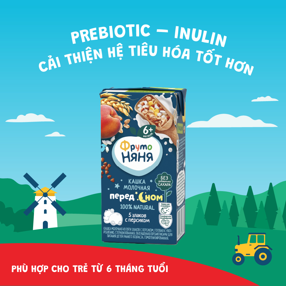 Sữa đêm ngũ cốc vị đào Fruto Nyanya 200ml