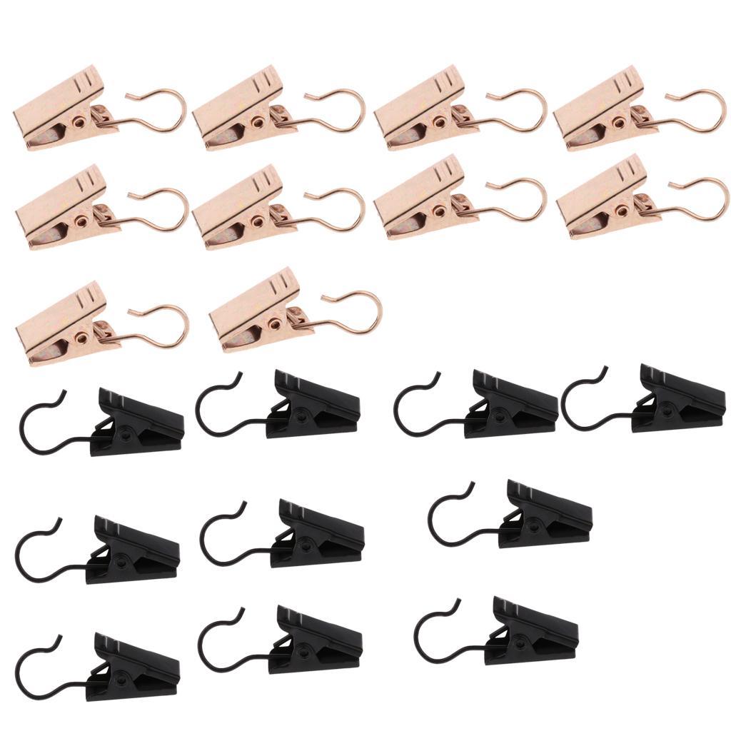 20x Heavy Duty Curtain Clip Hook Laundry Peg Photo DIY Clamp 32mm Black Gold