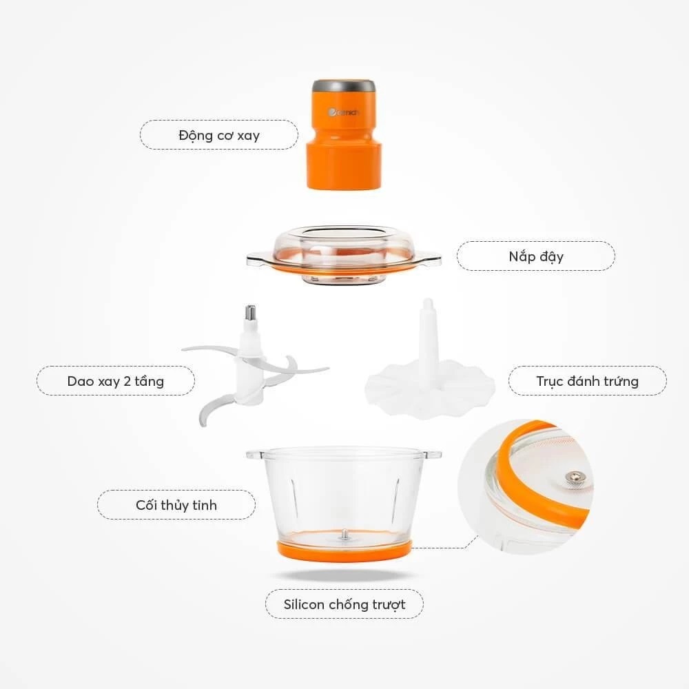 Máy xay thịt đa năng Sothing Elmich CHE-8482 1,7L,  4 lưỡi dao bằng thép không gỉ, công suất xay 320w- Hàng chính hãng
