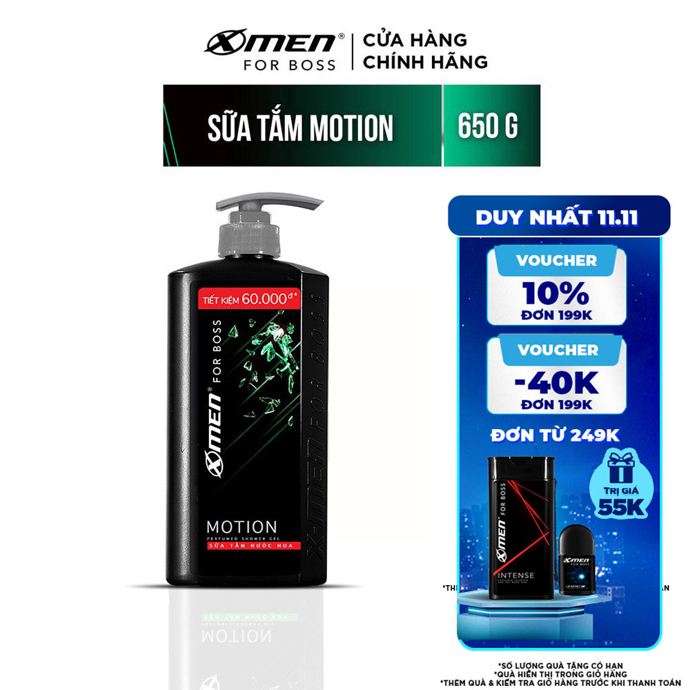 Sữa tắm Nước hoa X-Men For Boss Motion 650g - Mùi hương năng động phóng khoáng