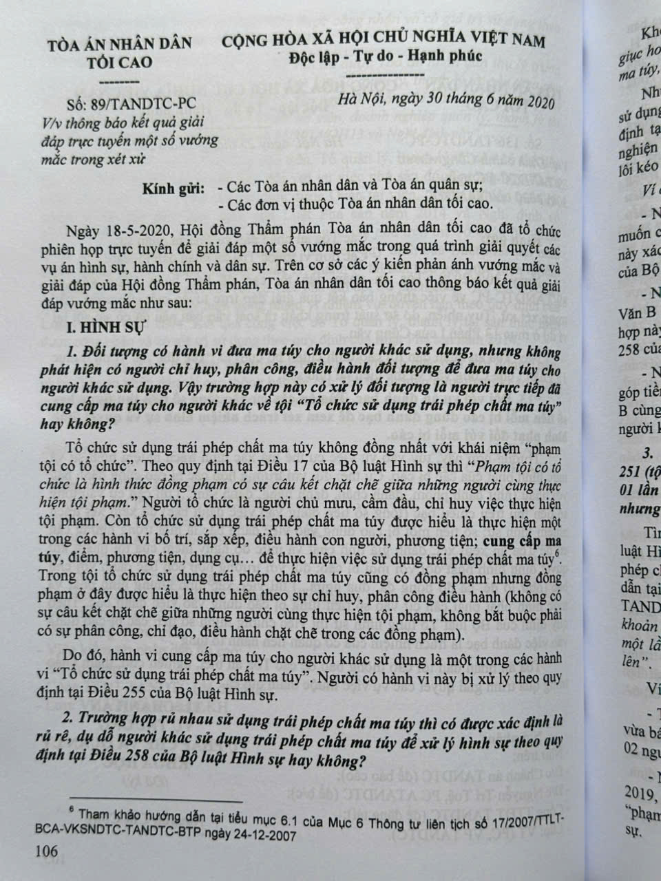 Sách Tổng Hợp Công Văn Của Tòa Án Nhân Dân Tối Cao Hướng Dẫn Nghiệp Vụ và Giải Đáp Thắc Mắc Trong Lĩnh Vực Dân Sự, Tố Tụng Dân Sự - V2287T