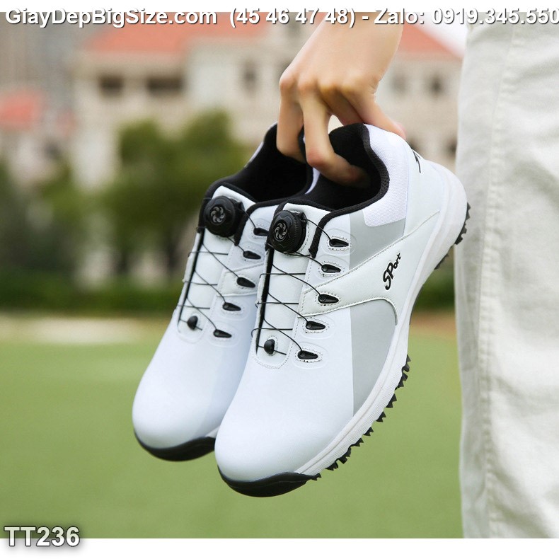 Giày chơi gôn, giầy tập Golf cỡ lớn 45 46 47 48 cho nam cao to chân ú bè. Big size golf shoes for wide feet