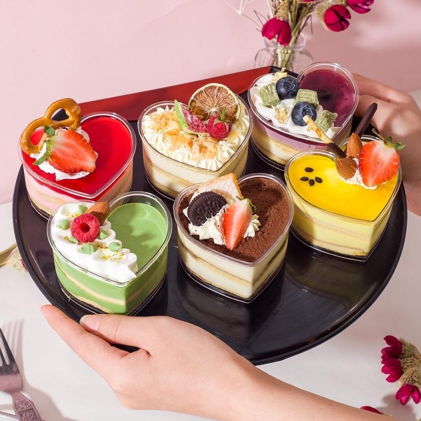 50 Ly Tim Có Nắp Đựng Bánh Lạnh Tiramisu - Mousse - Panna Cotta - 7745