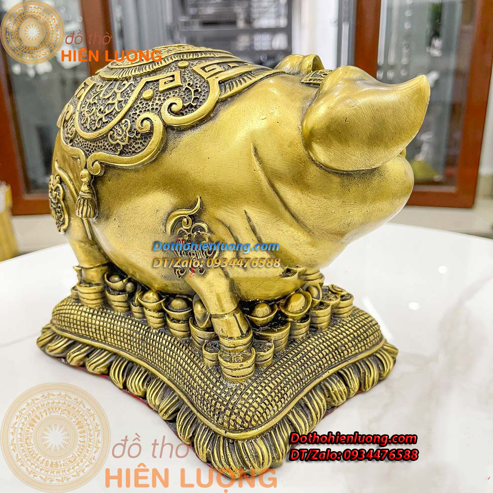 Tượng Heo Đồng Bỏ Ống Tiết Kiệm Kích Thước 10x14x18cm, Nặng 2,4Kg - Đồ Thờ Hiên Lượng