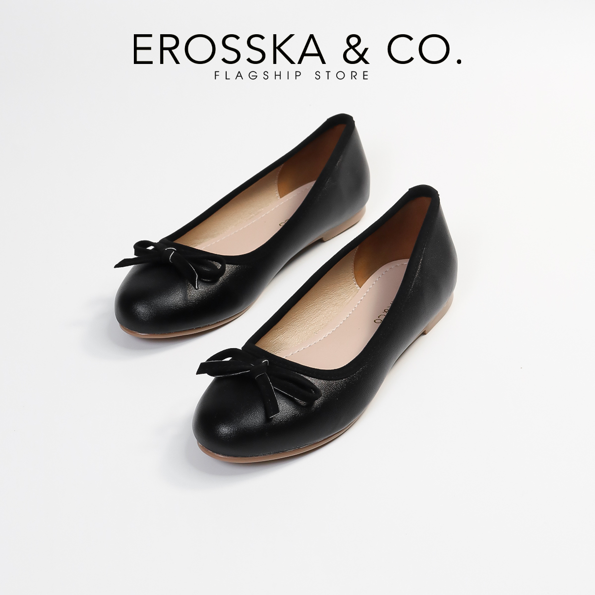 Erosska - Giày búp bê nữ đế bệt đính nơ nơ xinh xắn - EF019