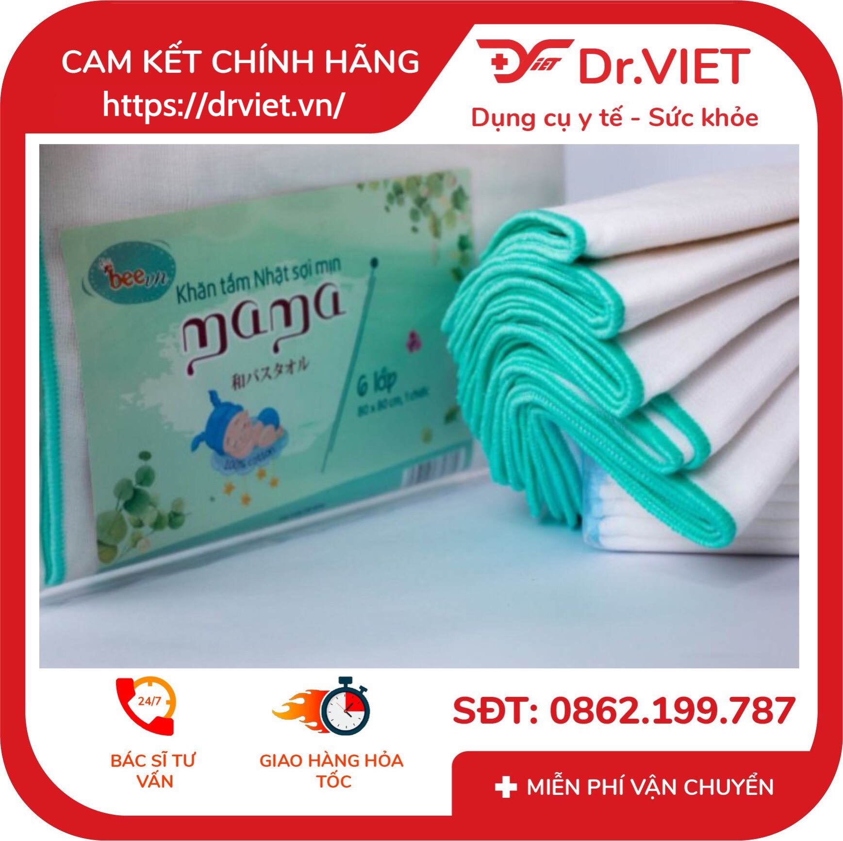 Khăn tắm Nhật sợi mịn Mama BeeVN Hàng chính hãng - 4 lớp, 6 lớp cao cấp làm từ sợi cotton mềm mịn thích hợp cho mọi loại da nhạy cảm