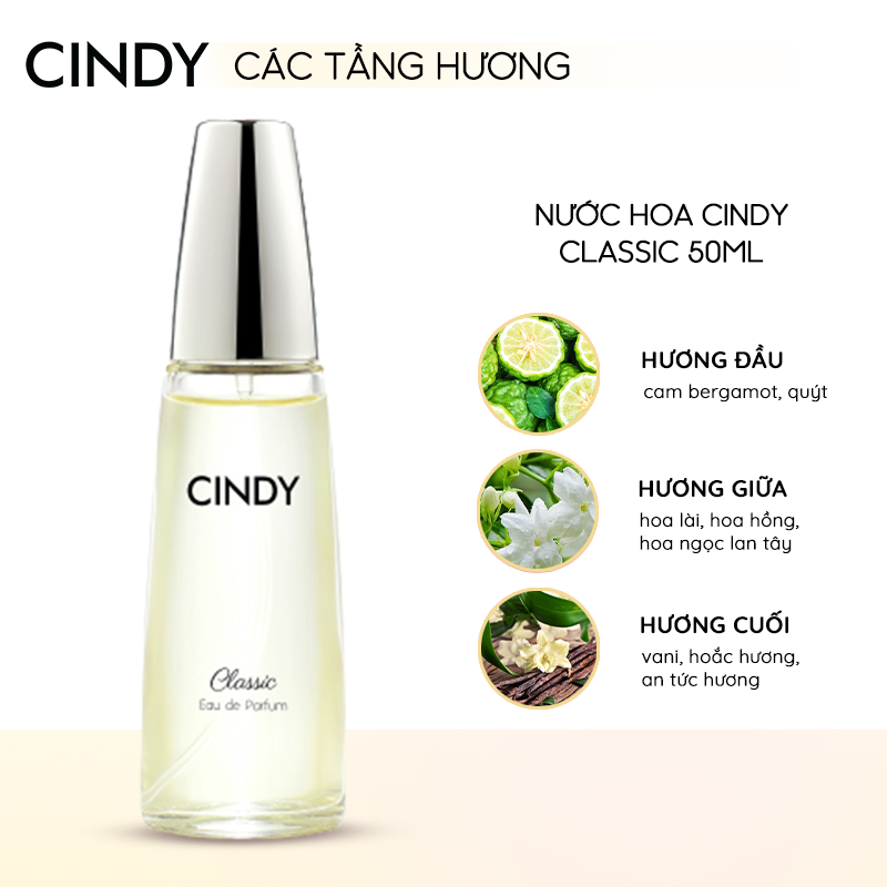 Nước hoa cho nữ Cindy Classic mùi hương cổ điển mê hoặc 50ml