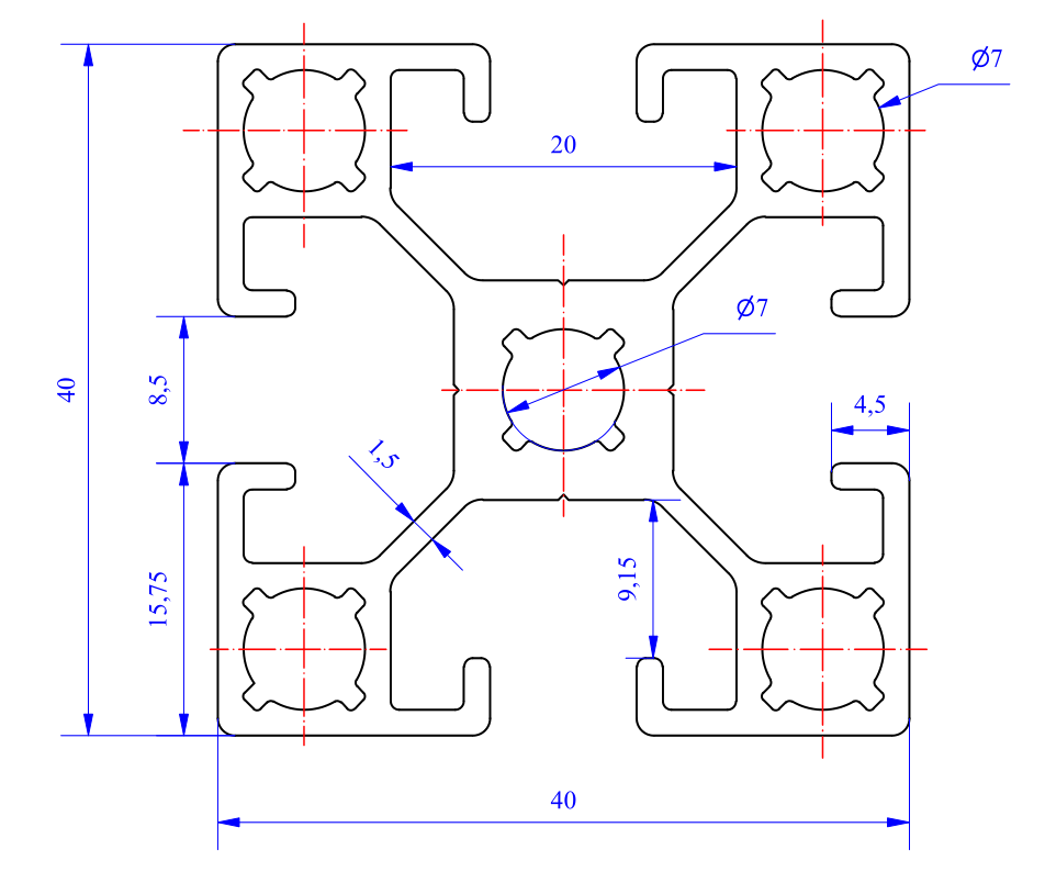 Nhôm định hình 40x40 (LWA-440481747-2) - Miễn phí cắt theo kích thước yêu cầu (Giá đã bao gồm VAT)