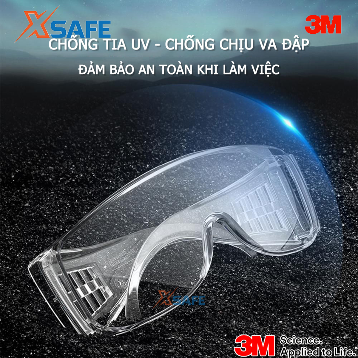 Hình ảnh Kính chống bụi 3M Tour Guard chống bụi Tia UV Chống mờ sương Trong suốt Đeo được kính cận Kính bảo hộ 3M - XSAFE