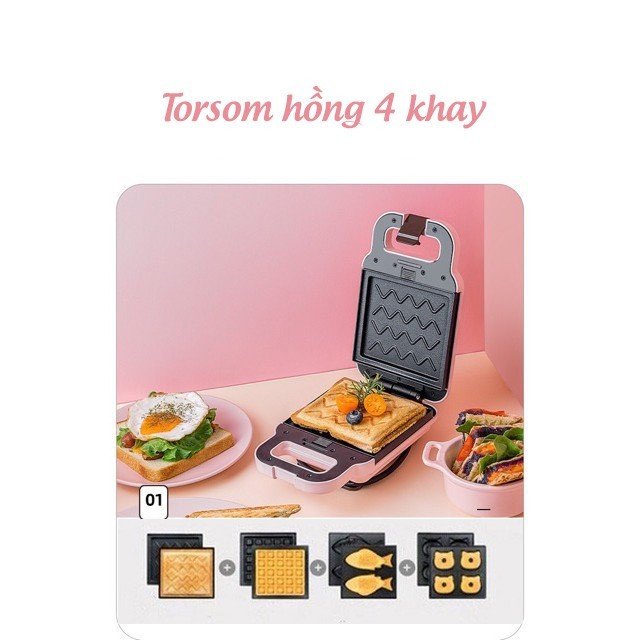 Máy Nướng Bánh Mì Sandwich Bánh Kẹp Đa Năng Gồm 2 Bộ Khuôn - Máy Nướng Bánh, Rán Trứng, Rán Thịt, Làm Bánh Mì Kẹp Cao Cấp