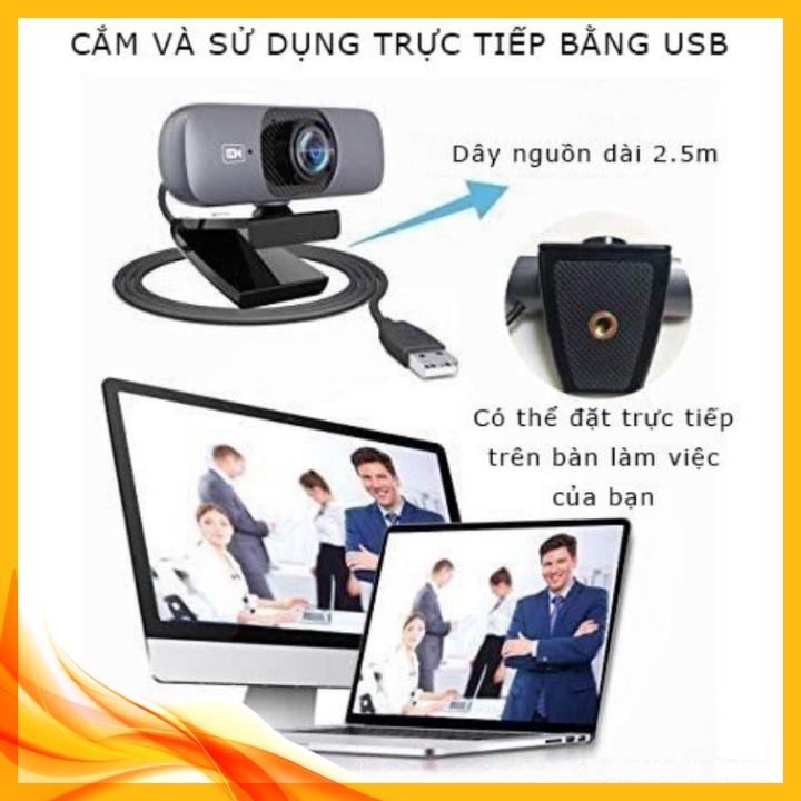 Webcam UHD 2K Kèm Micro, Xoay 360 Độ, Góc nhìn siêu rộng 130, Phù Hợp Hội Nghị ️