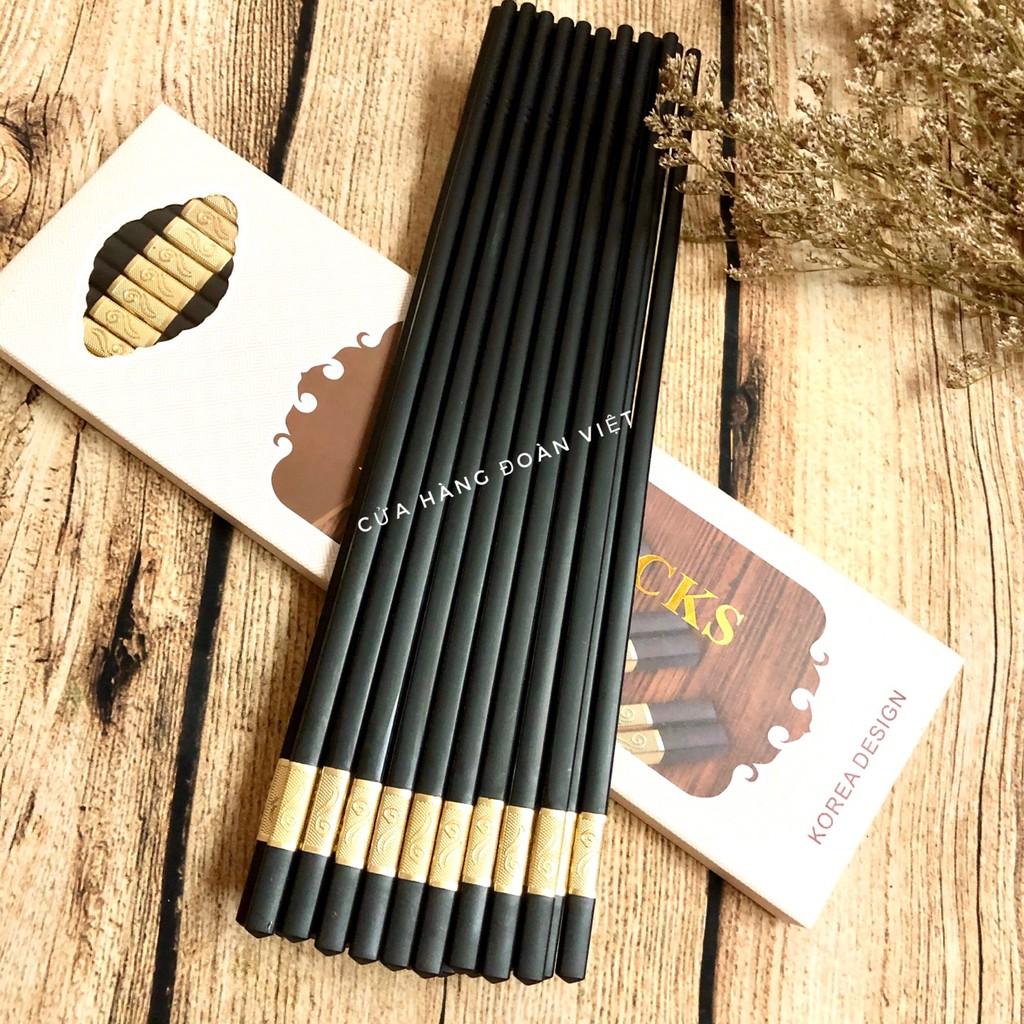 Đũa Cẩn Hợp Kim Mạ Vàng Set 10 Đôi - Korea Design