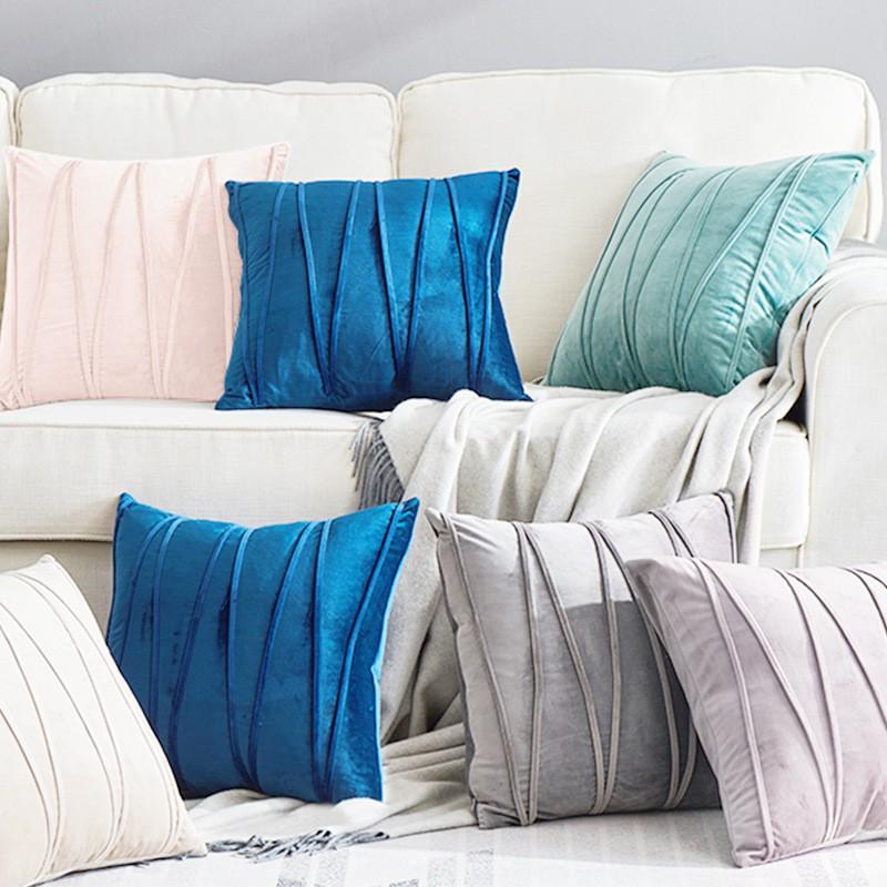 Gối Tựa Lưng Sofa Trang Trí Nhung Dập Sọc Ziczac PA9637