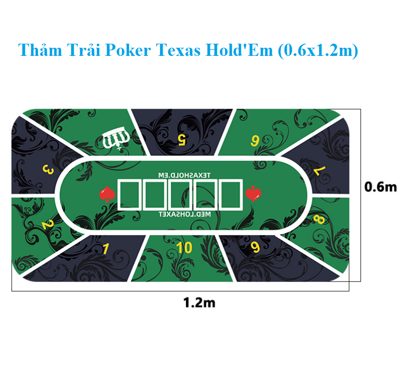 Thảm Trải Poker BlackJack, Thảm Dì Dách, Texas Hold'Em, Thảm Trải Tài Xỉu