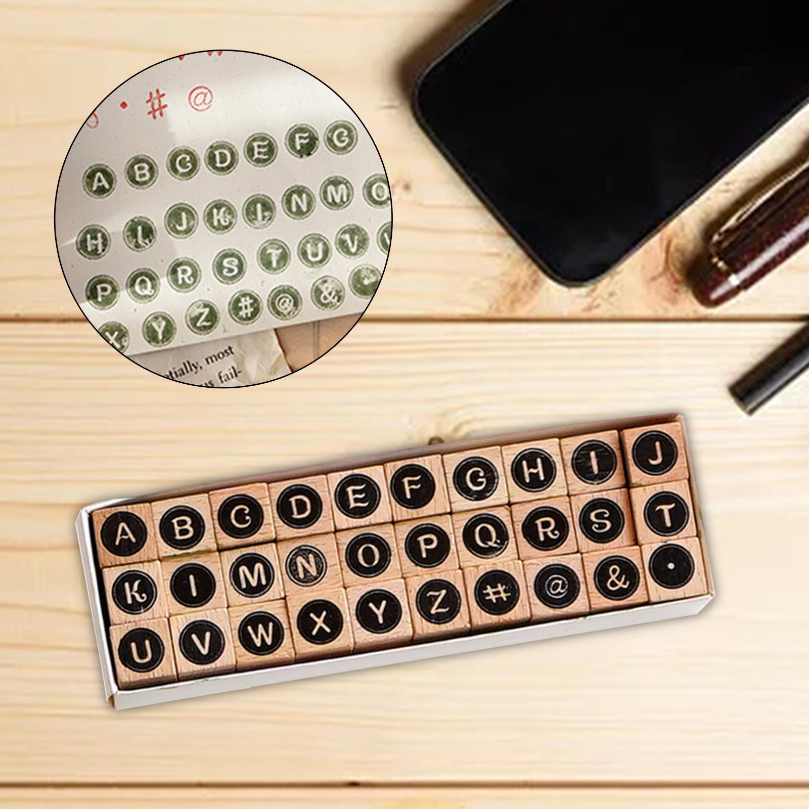 Set of 2 Wooden Letters Stamp Set Scrapbook Stationery DIY Arts