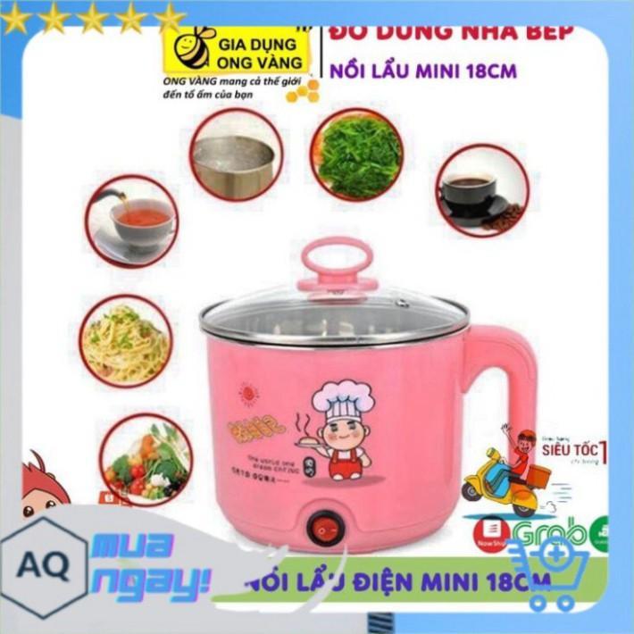 Nồi Lẩu, Ca Nấu Mì Siêu Tốc 18Cm Mini Đa Năng, Chiên, Hấp, Lẩu, Rán Siêu Tiện Dụng - Giao Hàng Toàn Quốc