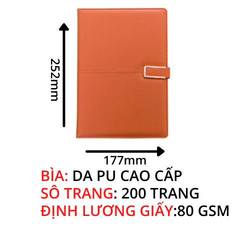 Sổ tay bìa da trơn 200 trang ghi chép B5 A16889