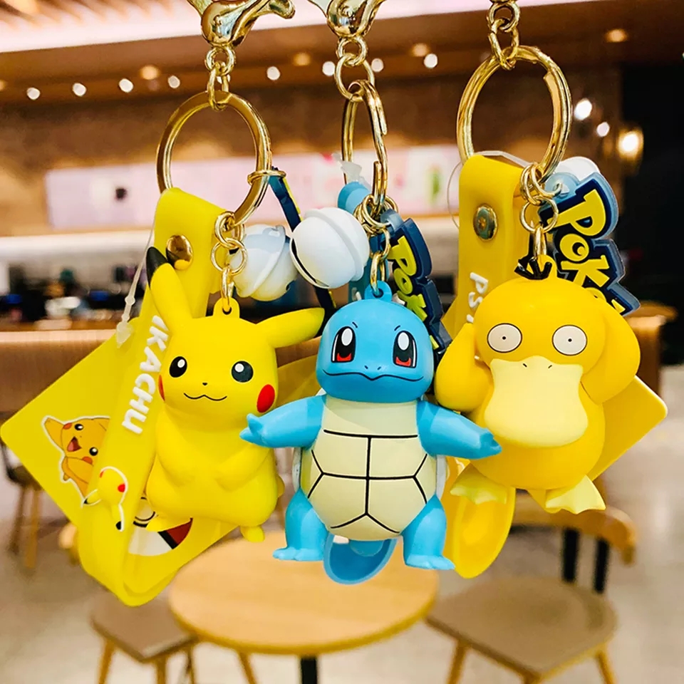 Móc khóa Anime Pokemon Pikachu, Jigglypuft, Psyduck, Squirtle, Bulbasaur siêu dễ thương, hàng cao cấp