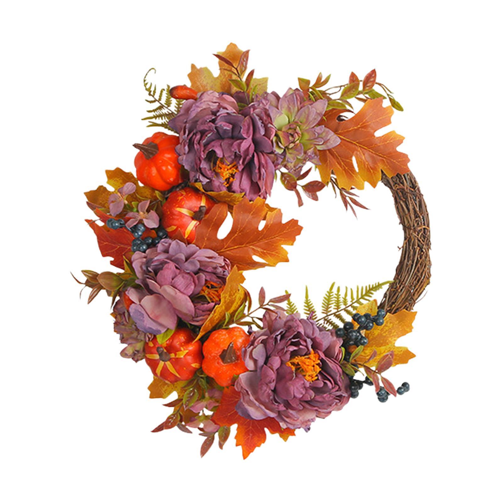 Front Door Fall Wreath Artificial Garland Flower Party Autumn Harvest Wreath