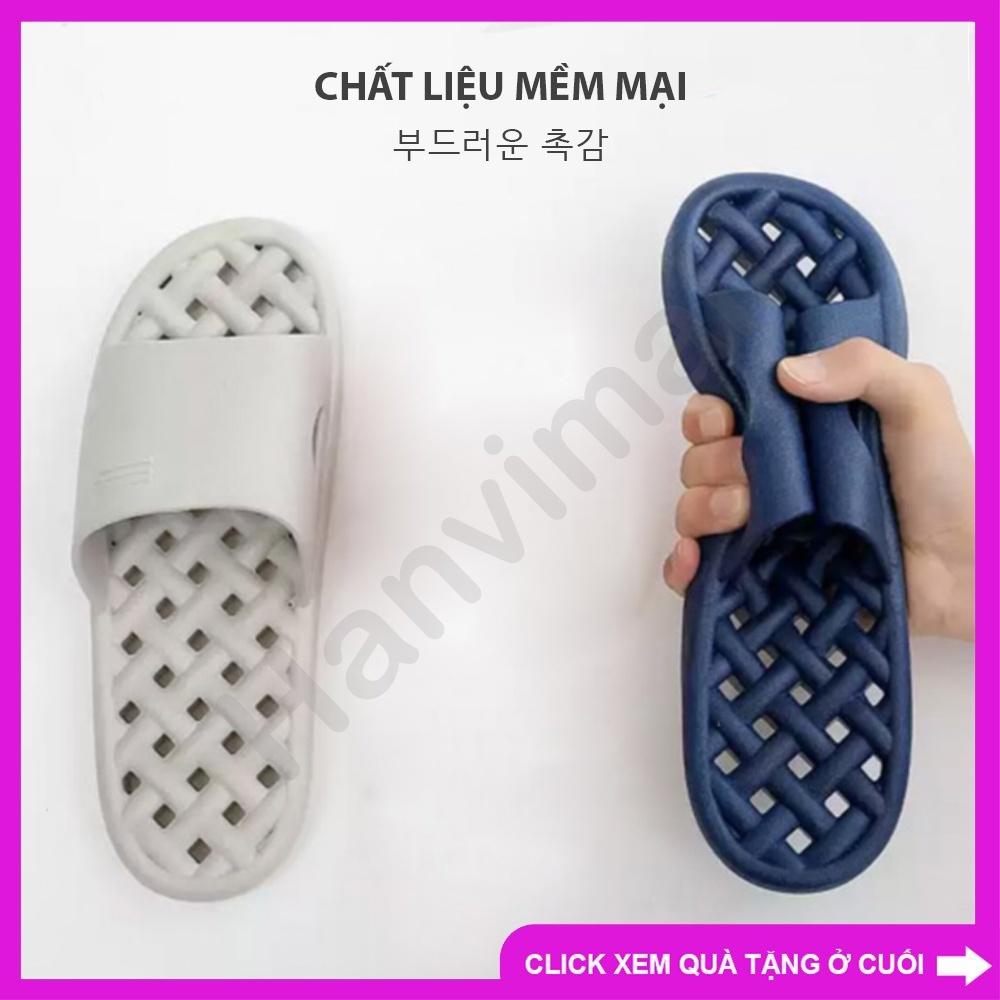 Dép đi trong nhà, dép đi nhà tắm nam nữ freesize chống trượt đúc nguyên khối, đế dạng lưới dễ thoát nước